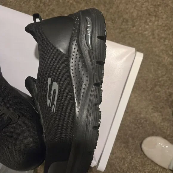 Skechers Shoe Women Size 6.5 Leslie Arch Fit Alloy Toe Work Black Slip Resistant - Picture 3 of 5